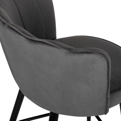 BAR STOOL VESNA GREY VELVET METAL FRAME 50x50x90