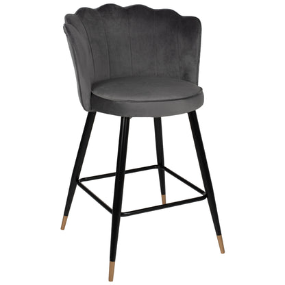 BAR STOOL VESNA GREY VELVET METAL FRAME 50x50x90