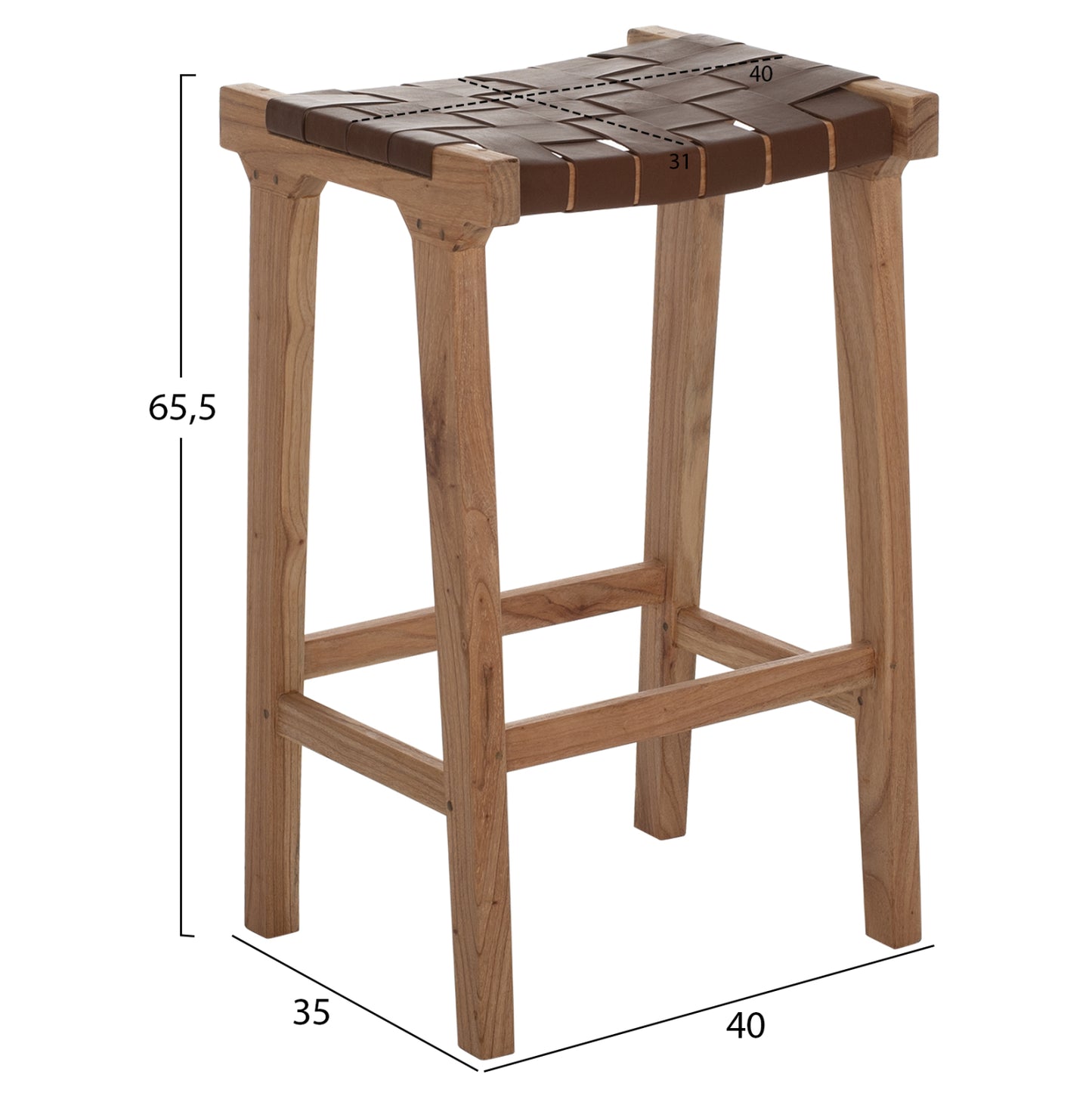 ΣΚΑΜΠΟ ΜΠΑΡ ΜΑΣΙΦ ΞΥΛΟ ΤEAK ΦΥΣΙΚΟ 40x35x65