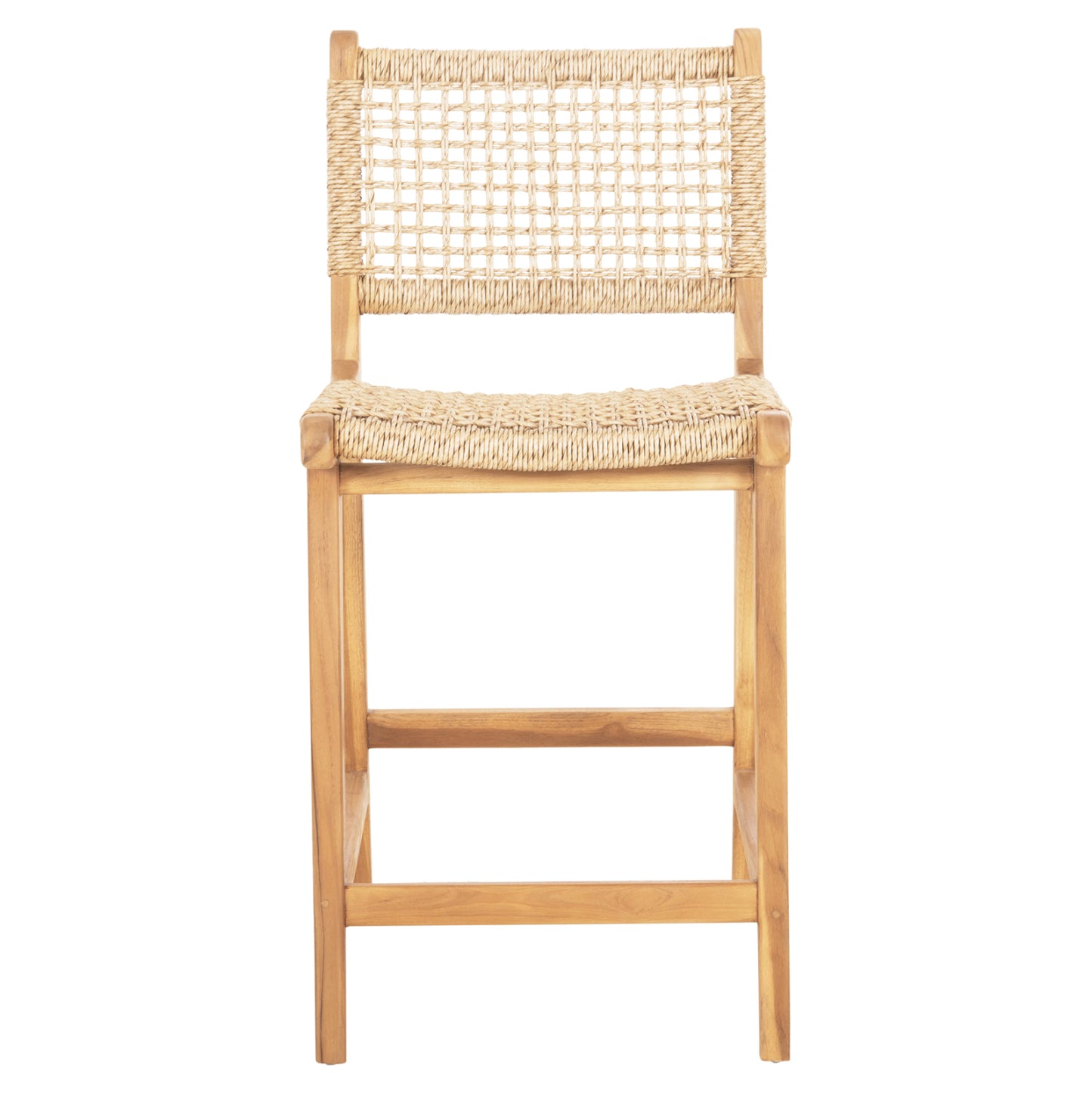 BAR STOOL WITH BACKREST NESHA TEAK WOOD & VIRO ROPE 46x48,5x96