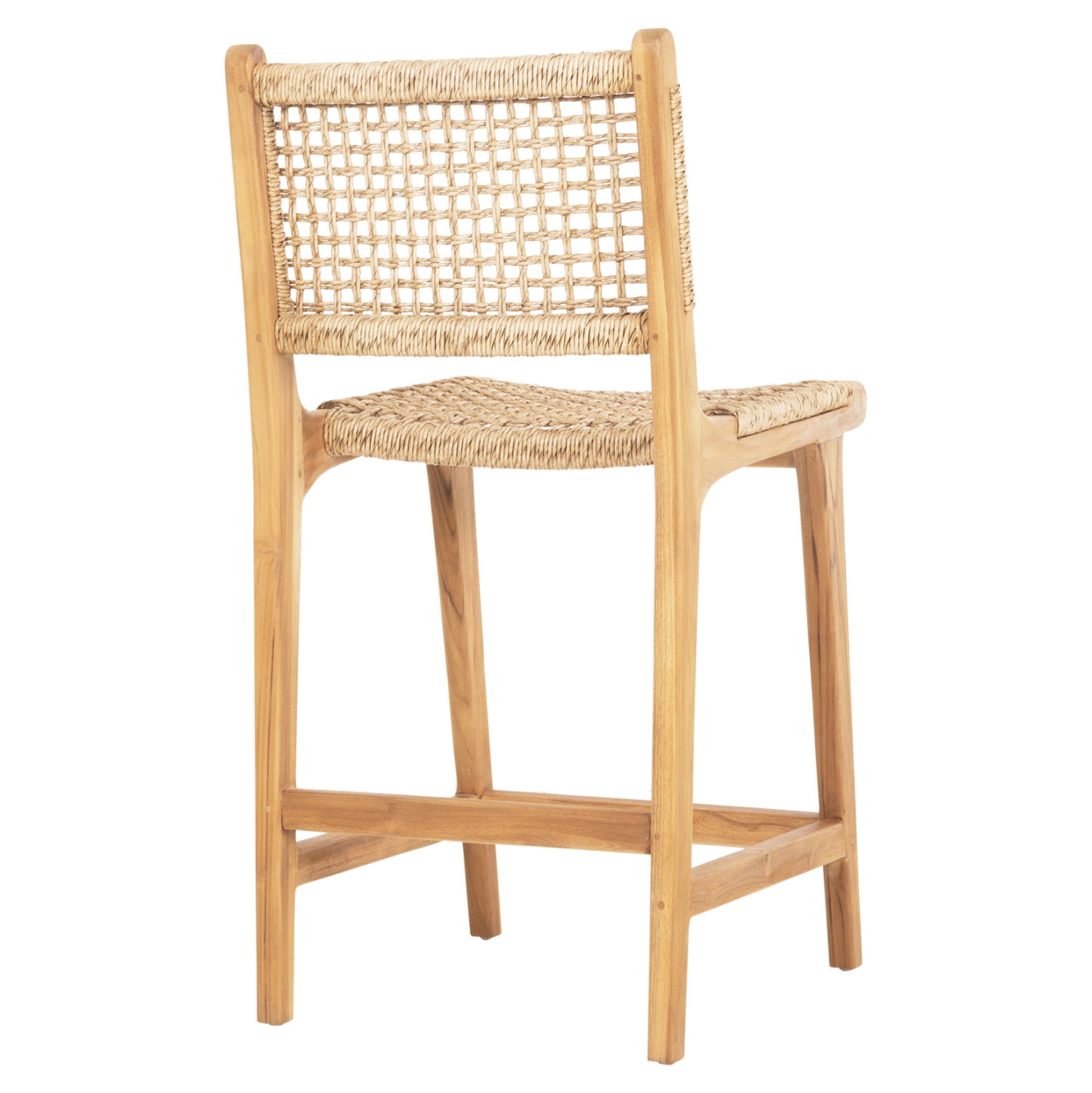 BAR STOOL WITH BACKREST NESHA TEAK WOOD & VIRO ROPE 46x48,5x96