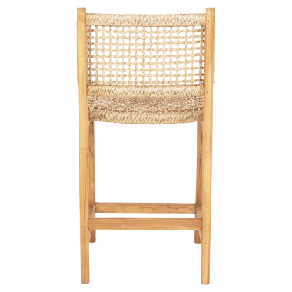 BAR STOOL WITH BACKREST NESHA TEAK WOOD & VIRO ROPE 46x48,5x96