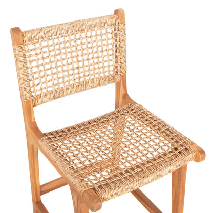 BAR STOOL WITH BACKREST NESHA TEAK WOOD & VIRO ROPE 46x48,5x96