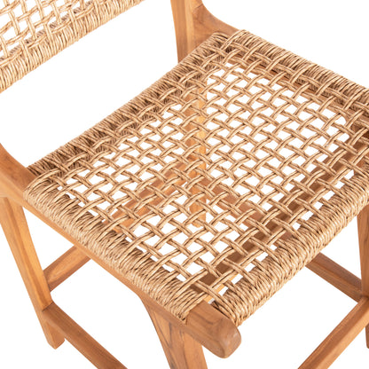 BAR STOOL WITH BACKREST NESHA TEAK WOOD & VIRO ROPE 46x48,5x96