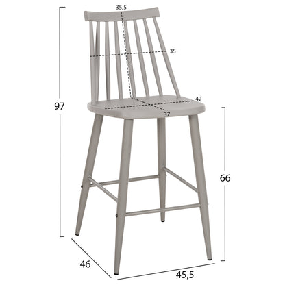 BAR STOOL MEDIUM HEIGHT VANESSA POLYPROPYLENE & METAL GREY 45,5x46x97