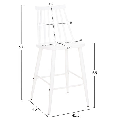 VANESSA MEDIUM HEIGHT BAR STOOL POLYPROPYLENE & METAL WHITE 45.5x46x97
