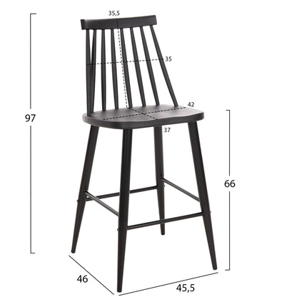 BAR STOOL MEDIUM HEIGHT VANESSA POLYPROPYLENE & METAL BLACK 45,5x46x97