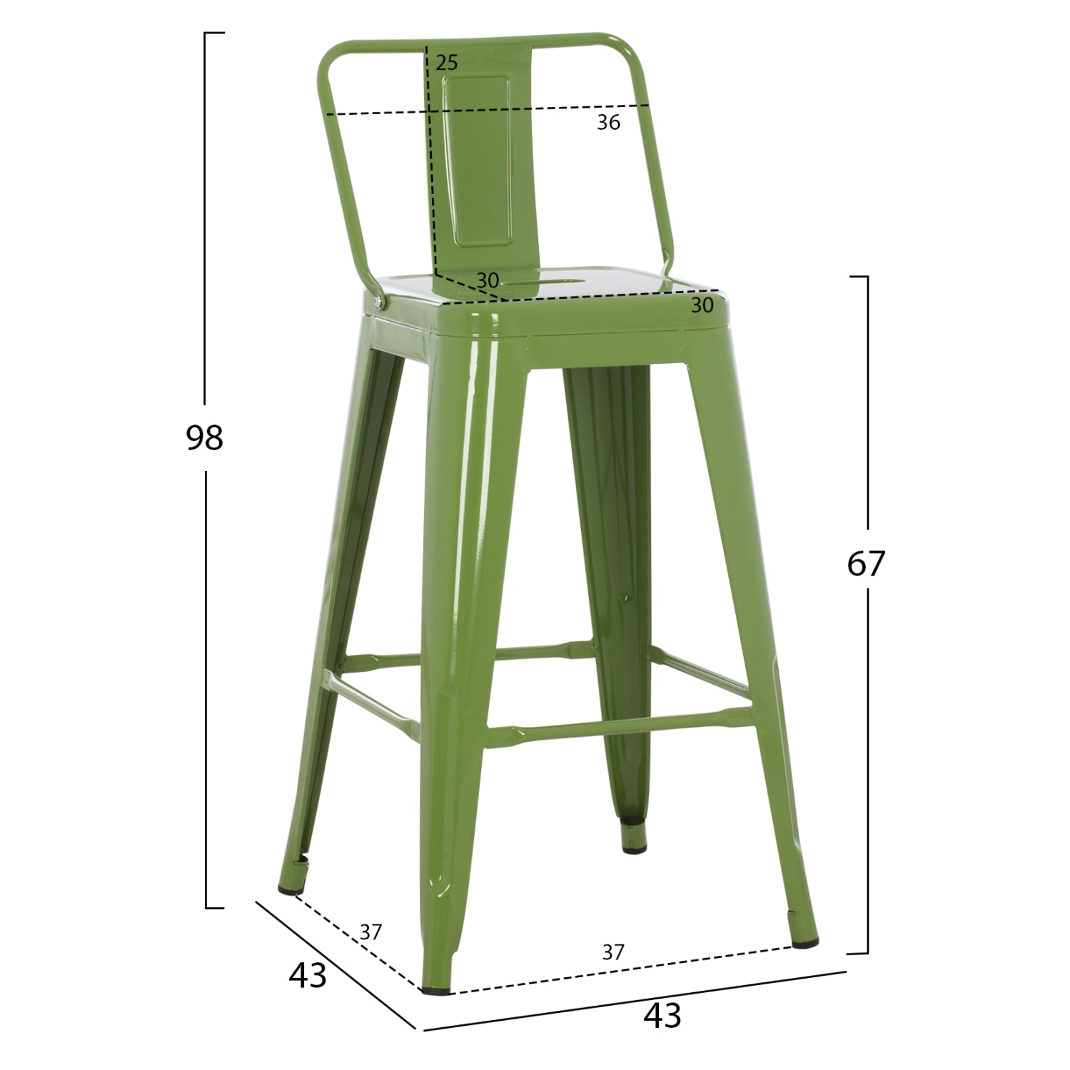ΣΚΑΜΠΟ ΜΠΑΡ ΜΕΣΑΙΟΥ ΥΨΟΥΣ ΜΕΤΑΛΛΙΚΟ MELITA PRO LIGHT OLIVE GREEN 43x43x88