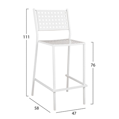 OLYMPIAS METAL BAR STOOL IN WHITE 47x58x111