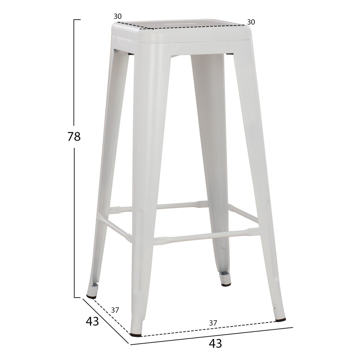 ΣΚΑΜΠΟ ΜΠΑΡ ΜΕΤΑΛΛΙΚΟ MELITA PRO ΣΕ ΛΕΥΚΟ ΜΑΤ 43x43x78