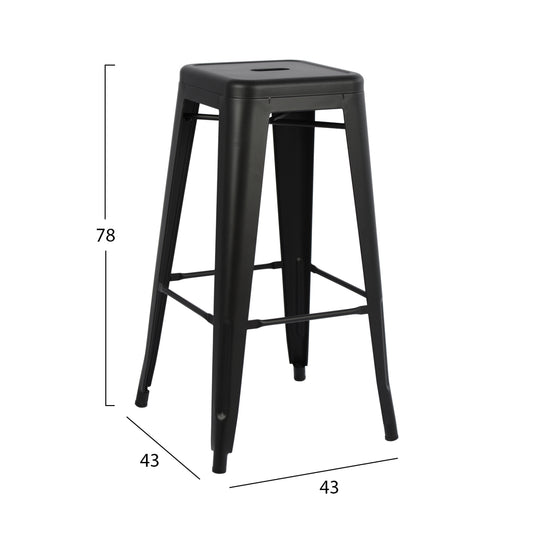 ΣΚΑΜΠΟ ΜΠΑΡ ΜΕΤΑΛΛΙΚΟ MELITA PRO ΣΕ ΜΑΥΡΟ ΜΑΤ 43x43x78