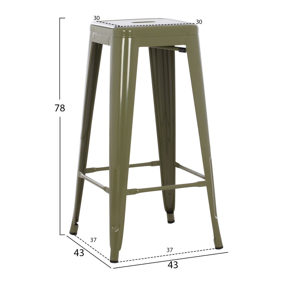 ΣΚΑΜΠΟ ΜΠΑΡ ΜΕΤΑΛΛΙΚΟ MELITA-PRO ΣΕ DARK OLIVE 43x43x78