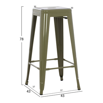 ΣΚΑΜΠΟ ΜΠΑΡ ΜΕΤΑΛΛΙΚΟ MELITA-PRO ΣΕ DARK OLIVE 43x43x78