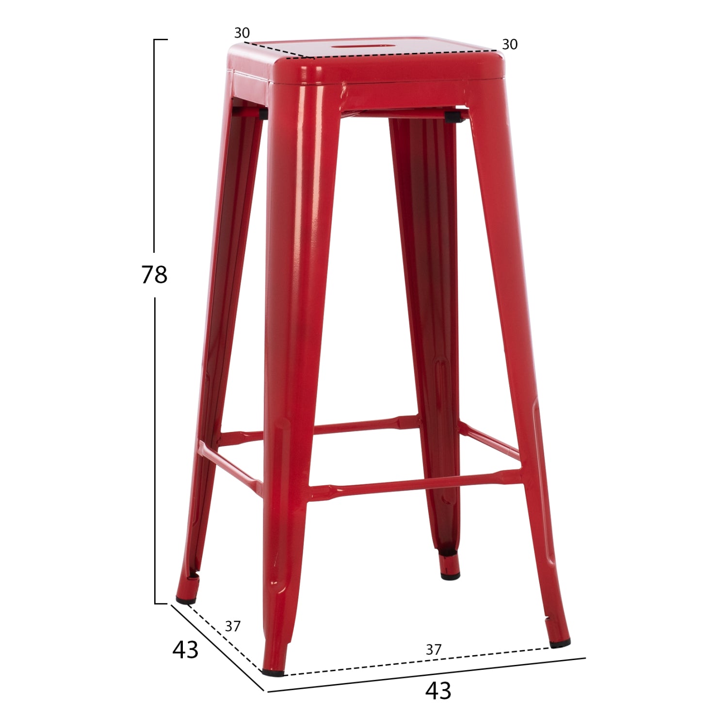 ΣΚΑΜΠΟ ΜΠΑΡ ΜΕΤΑΛΛΙΚΟ MELITA PRO ΣΕ ΚΟΚΚΙΝΟ 43x43x78