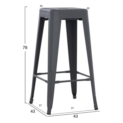 ΣΚΑΜΠΟ ΜΠΑΡ ΜΕΤΑΛΛΙΚΟ MELITA PRO ΣΕ ΓΚΡΙ 43x43x78