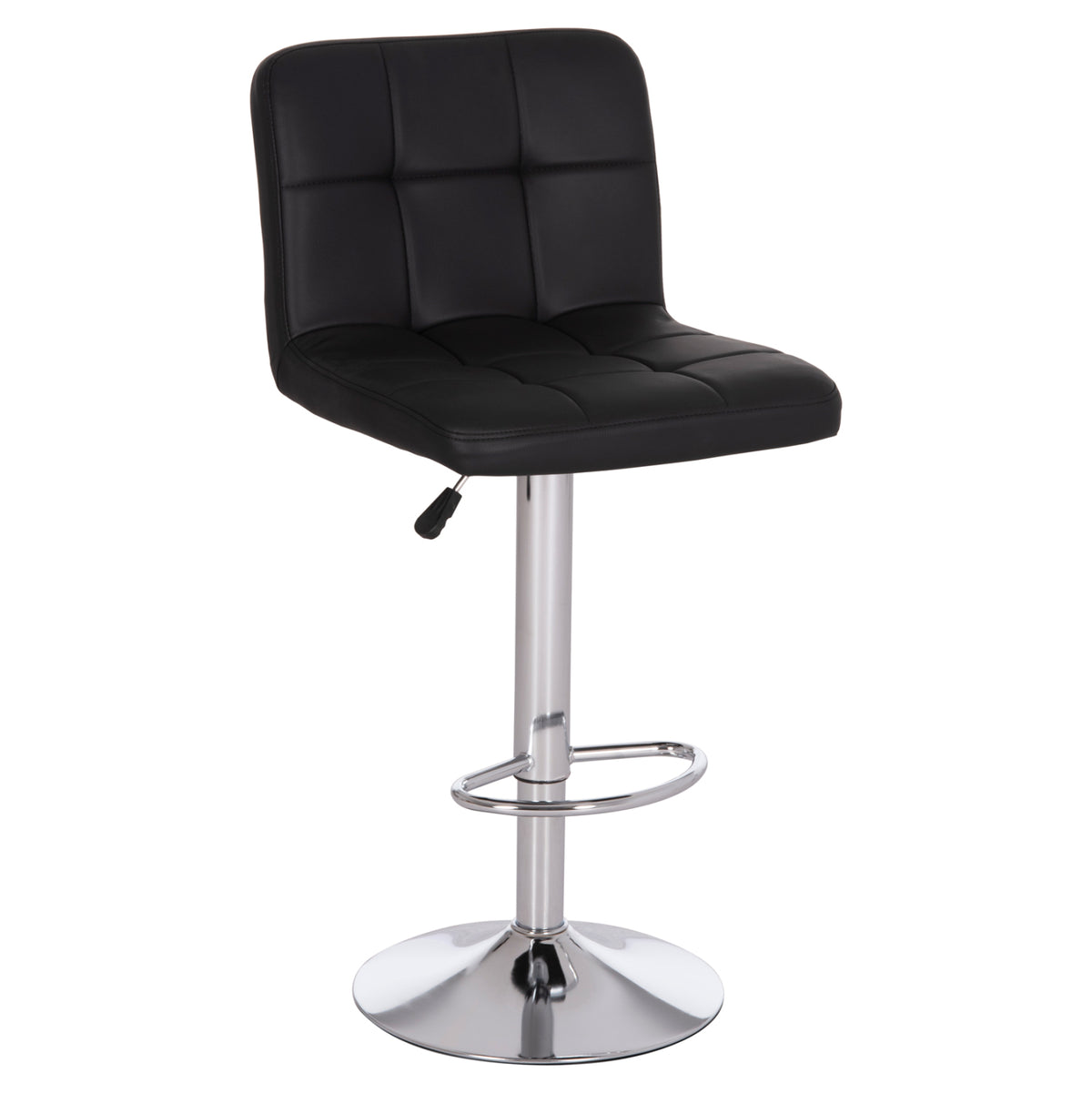 DIANA SWIVEL BAR STOOL BLACK PU CHROME METAL 44x52x109