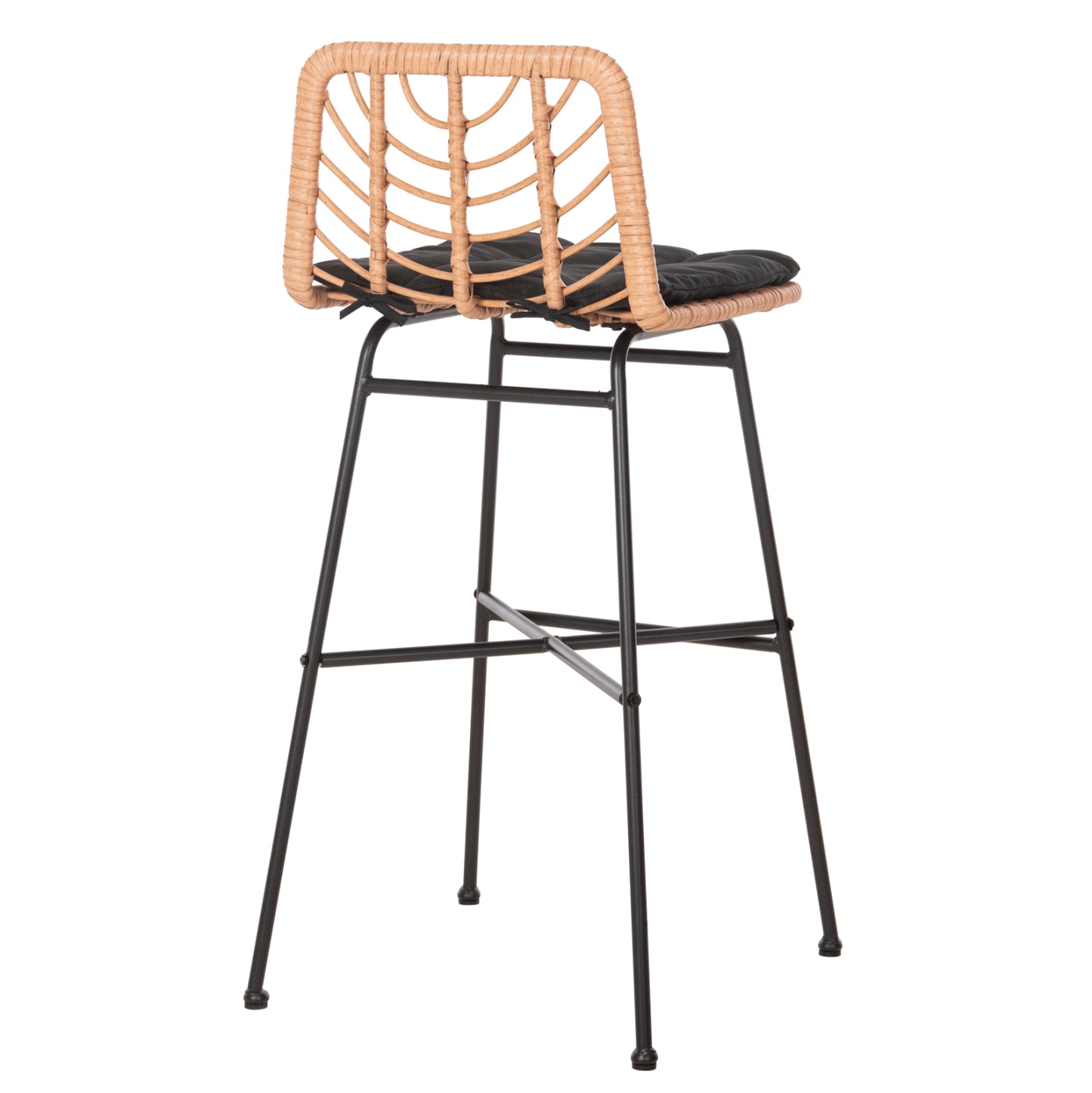 ΣΚΑΜΠΟ ΜΠΑΡ ΨΗΛΟ GERALD ΜΕΤΑΛΛΟ & ΜΑΞΙΛΑΡΙ ΜΑΥΡΟ WICKER ΜΠΕΖ 49x50x101