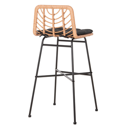 ΣΚΑΜΠΟ ΜΠΑΡ ΨΗΛΟ GERALD ΜΕΤΑΛΛΟ & ΜΑΞΙΛΑΡΙ ΜΑΥΡΟ WICKER ΜΠΕΖ 49x50x101