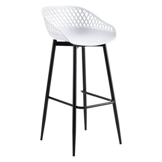 WHITE POLYPROPYLENE STOOL WITH BLACK METAL LEGS 45x45x97