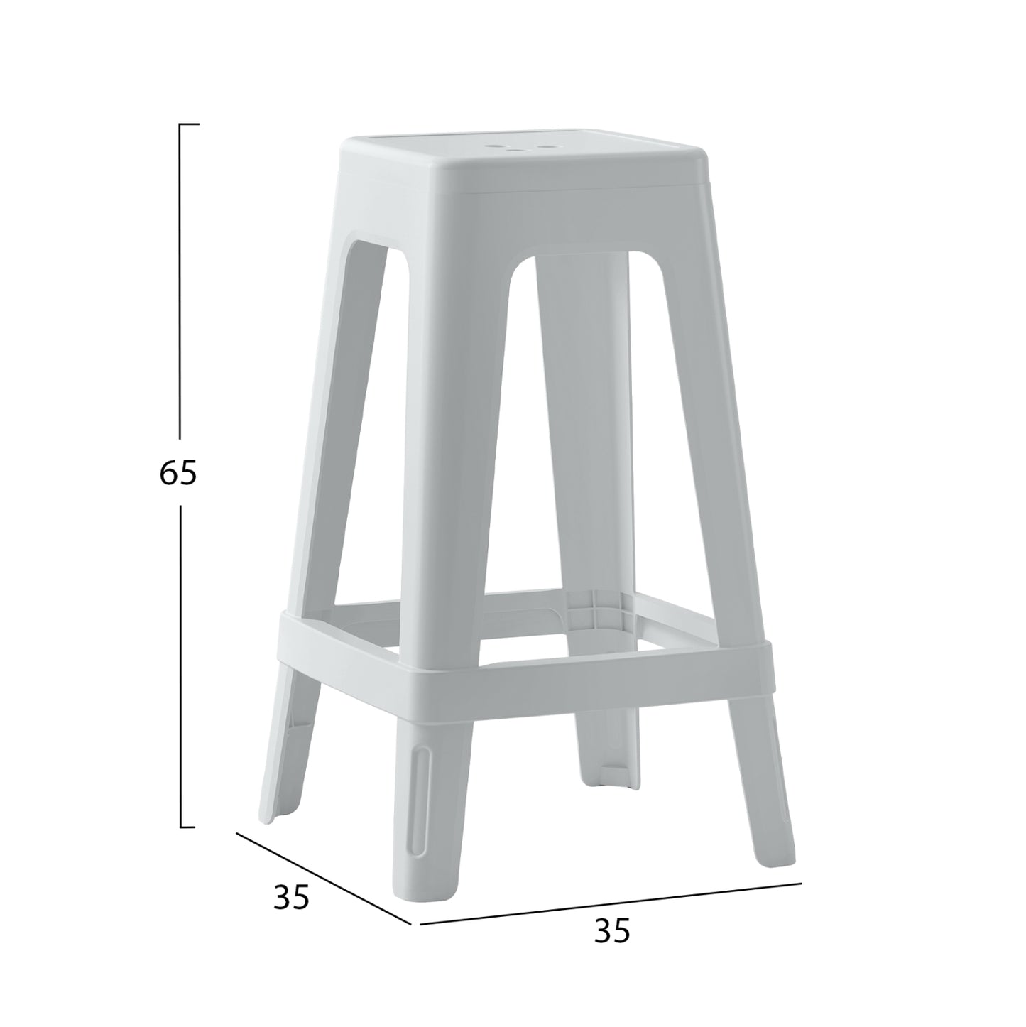 POLYPROPYLENE SQUARE STOOL ZEB WHITE 35x35x65
