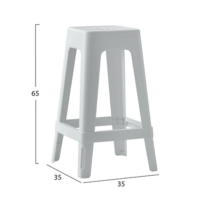 POLYPROPYLENE SQUARE STOOL ZEB WHITE 35x35x65