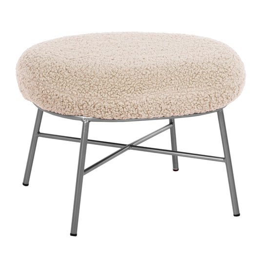 TRUDI STOOL WITH SILVER BASE - BOUCLE WHITE 56x47x40