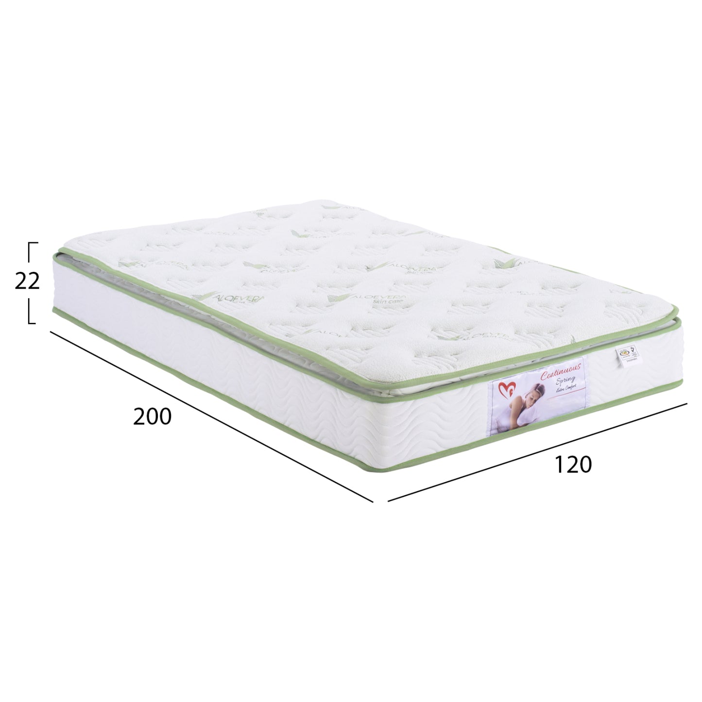 ΣΤΡΩΜΑ CONTINUOUS SPRING ΜΕ ΑΝΩΣΤΡΩΜΑ ALOE VERA ΜΟΝΗΣ ΟΨΗΣ 120x200εκ