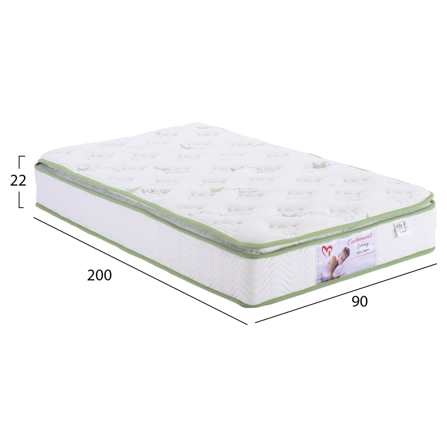 ΣΤΡΩΜΑ CONTINUOUS SPRING ΜΕ ΑΝΩΣΤΡΩΜΑ ALOE VERA ΜΟΝΗΣ ΟΨΗΣ 90x200εκ