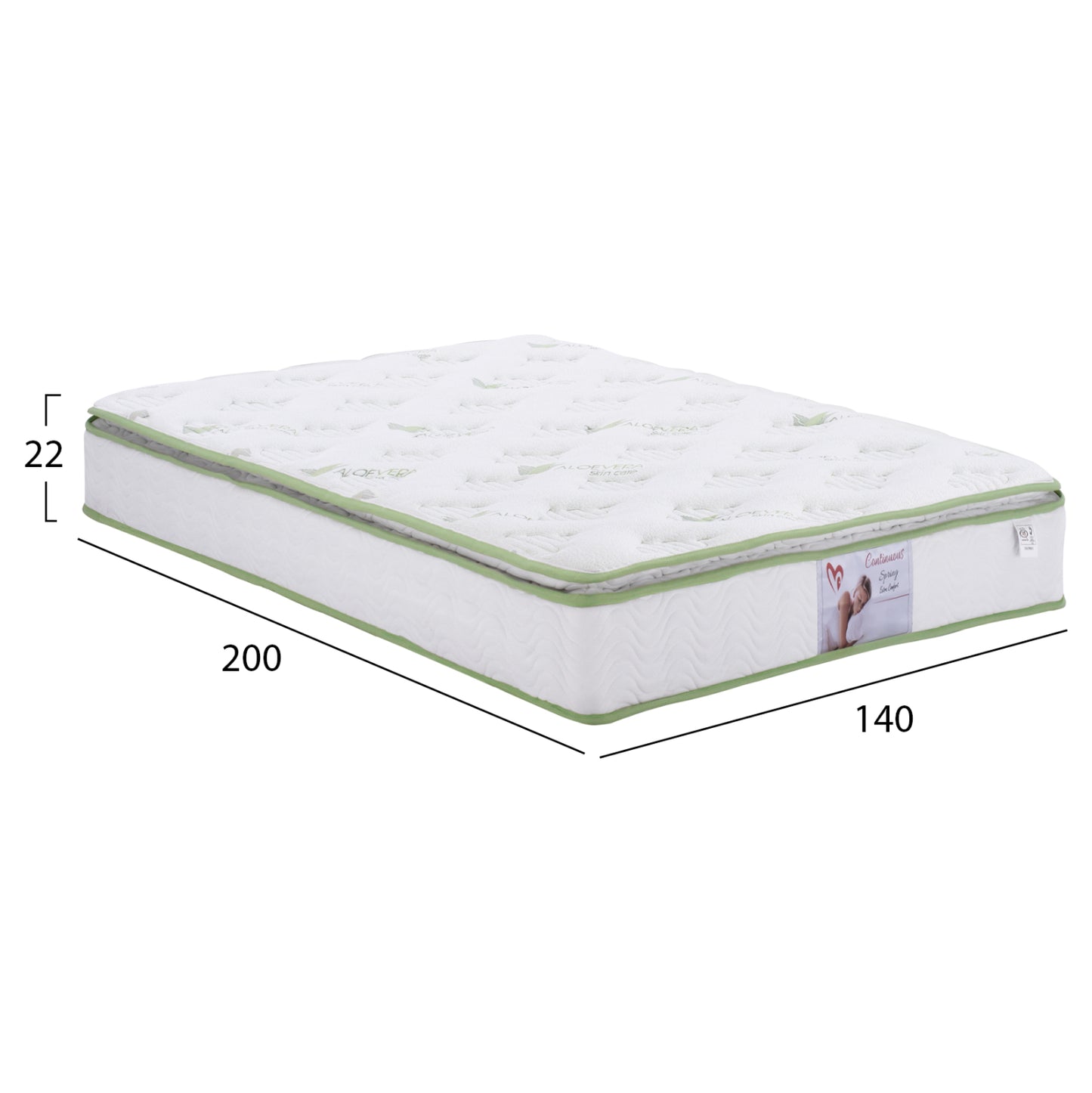 ΣΤΡΩΜΑ CONTINUOUS SPRING ΜΕ ΑΝΩΣΤΡΩΜΑ ALOE VERA ΜΟΝΗΣ ΟΨΗΣ 140x200εκ