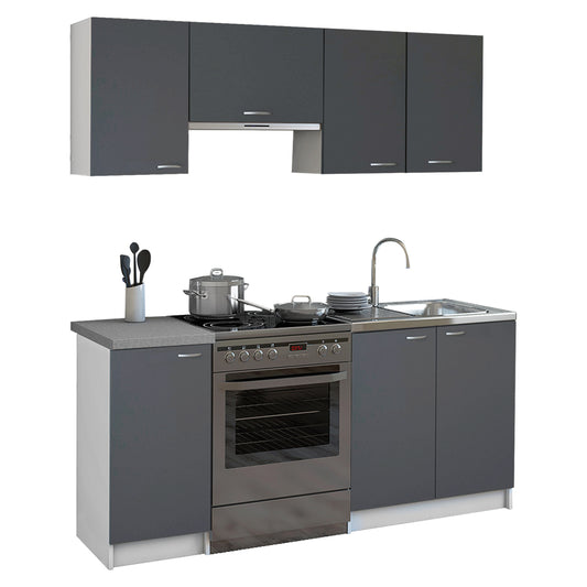 ΣΥΝΘΕΣΗ ΚΟΥΖΙΝΑΣ MAURICE ΜΕΛΑΜΙΝΗ ΓΚΡΙ ΛΕΥΚΟ 180x29,2-46εκ