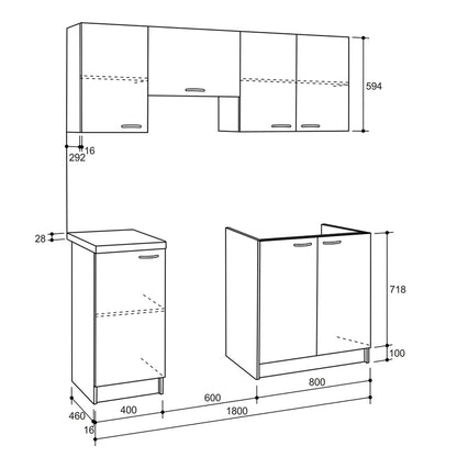 ΣΥΝΘΕΣΗ ΚΟΥΖΙΝΑΣ MAURICE ΜΕΛΑΜΙΝΗ SONAMA ΛΕΥΚΟ 180x29,2-46εκ