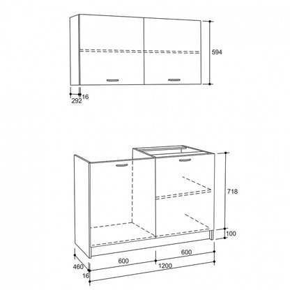 ΣΥΝΘΕΣΗ ΚΟΥΖΙΝΑΣ BLAINE ΜΕΛΑΜΙΝΗ SONAMA ΛΕΥΚΟ 120x46-29,2εκ