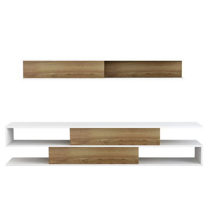 BIRGITTA TV UNIT MELAMINE IN NATURAL WHITE 181x31.5x39.6