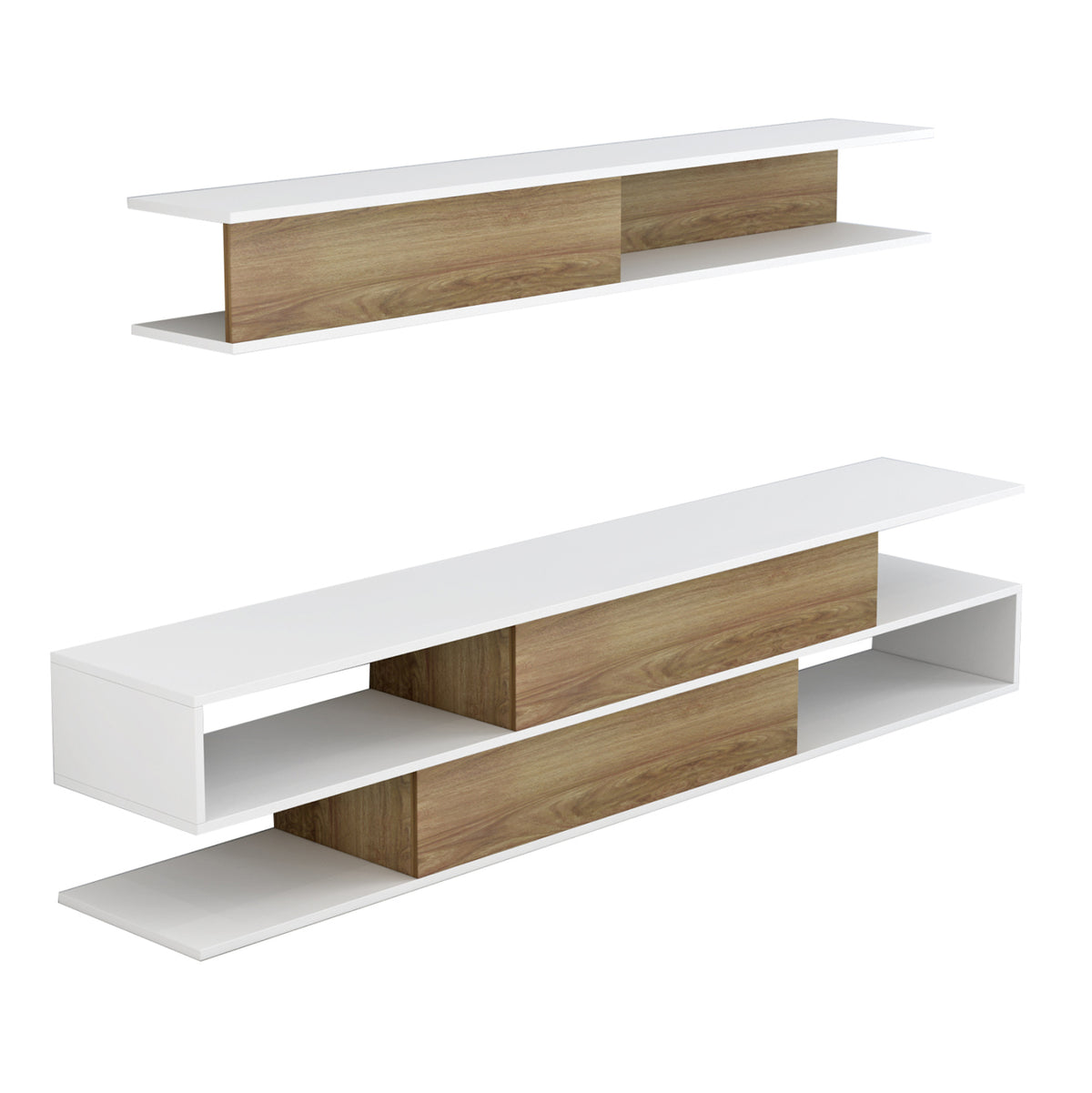 BIRGITTA TV UNIT MELAMINE IN NATURAL WHITE 181x31.5x39.6