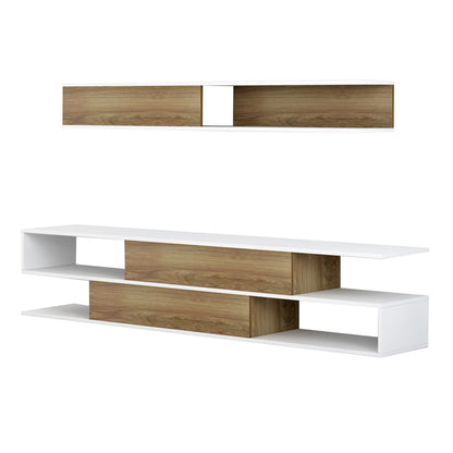 BIRGITTA TV UNIT MELAMINE IN NATURAL WHITE 181x31.5x39.6