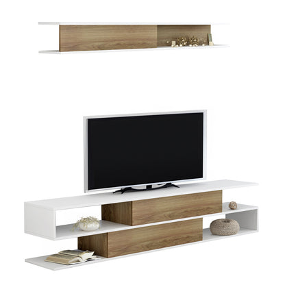 BIRGITTA TV UNIT MELAMINE IN NATURAL WHITE 181x31.5x39.6