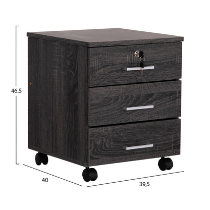 HAYDEN OFFICE DRAWER UNIT IN CHARCOAL 39.5x40x46.5
