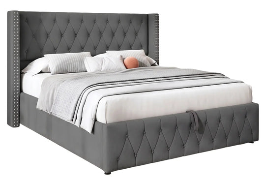 Επενδυμένο Κρεβάτι Zenmor Γκρι 206x170x95