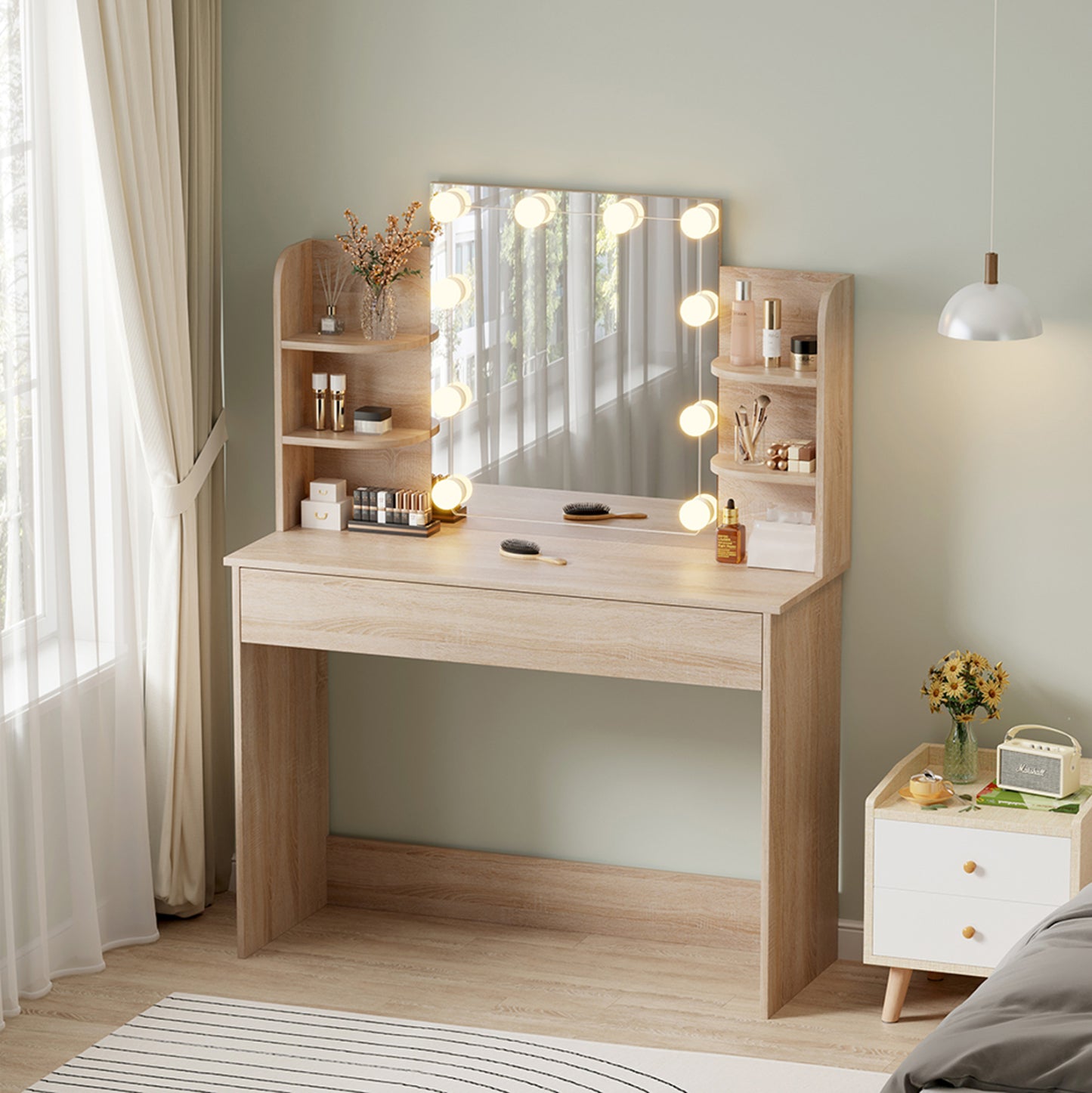 ΤΟΥΑΛΕΤΑ ΜΕ ΦΩΤΙΣΜΟ LED ΡΑΦΙΑ ΣΥΡΤΑΡΙΑ LAURYN SONAMA 108x40x140