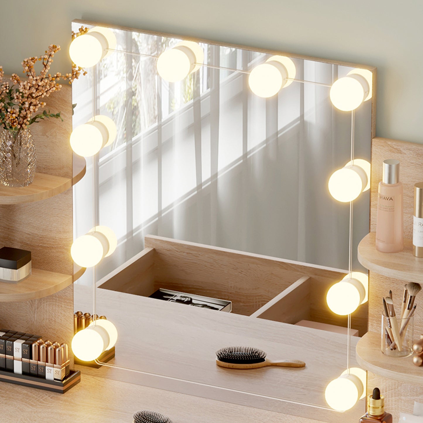ΤΟΥΑΛΕΤΑ ΜΕ ΦΩΤΙΣΜΟ LED ΡΑΦΙΑ ΣΥΡΤΑΡΙΑ LAURYN SONAMA 108x40x140