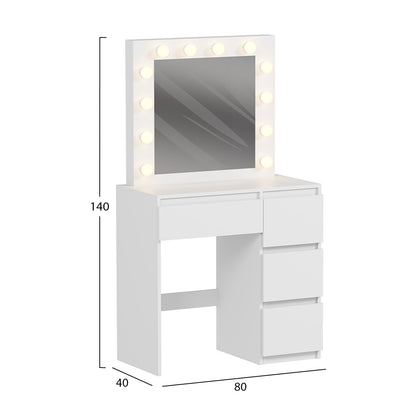 ΤΟΥΑΛΕΤΑ ΜΕ ΦΩΤΙΣΜΟ LED & ΣΥΡΤΑΡΙΑ KEITLIN ΜΕΛΑΜΙΝΗ ΣΕ ΛΕΥΚΟ 80x40x140