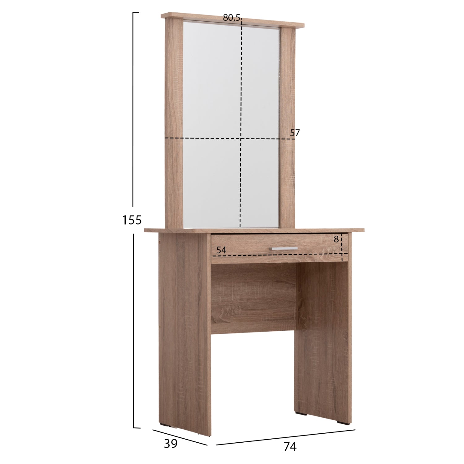 ΤΟΥΑΛΕΤΑ ΜΕ ΚΑΘΡΕΠΤΗ & ΣΚΑΜΠΟ CRYSTEL ΜΕΛΑΜΙΝΗ SONAMA OAK 74x39x155