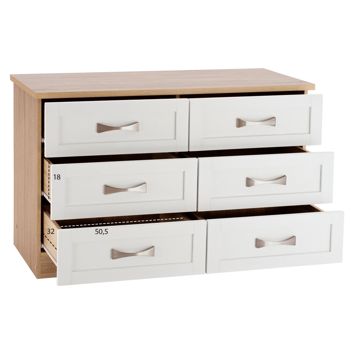 MILANI DRESSING TABLE WITH 6 DRAWERS SONAMA WHITE 120x40x76