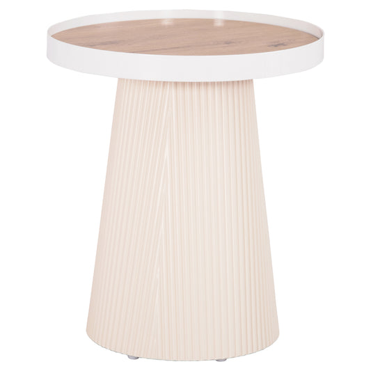 ΤΡΑΠΕΖΑΚΙ ΒΟΗΘΗΤΙΚΟ DENTON HM18023.02 MDF TOP ΦΥΣΙΚΟ ΞΥΛΟΥ-ΒΑΣΗ ΛΕΥΚΗ Φ45x51,5Υεκ.