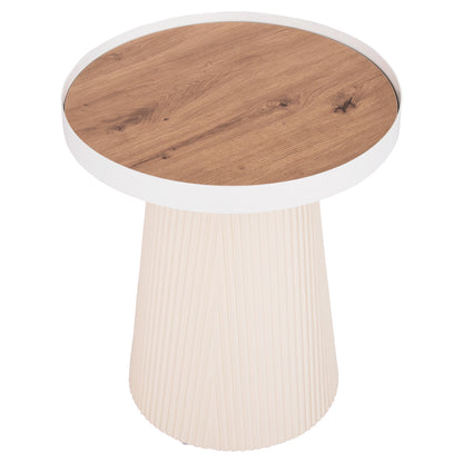 ΤΡΑΠΕΖΑΚΙ ΒΟΗΘΗΤΙΚΟ DENTON HM18023.02 MDF TOP ΦΥΣΙΚΟ ΞΥΛΟΥ-ΒΑΣΗ ΛΕΥΚΗ Φ45x51,5Υεκ.