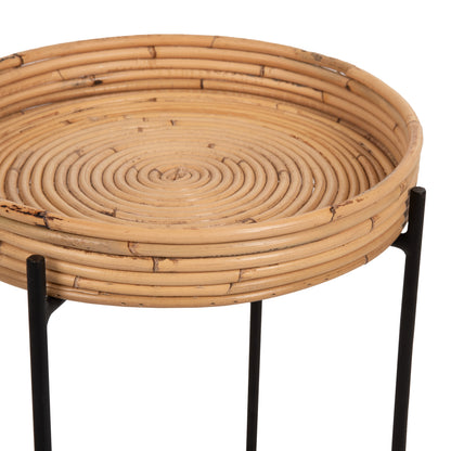 ΤΡΑΠΕΖΑΚΙ ΒΟΗΘΗΤΙΚΟ FLY RATTAN ΦΥΣΙΚΟ ΧΡΩΜΑ ΜΕΤΑΛΛΙΚΗ ΒΑΣΗ ΜΑΥΡΗ Φ32x48
