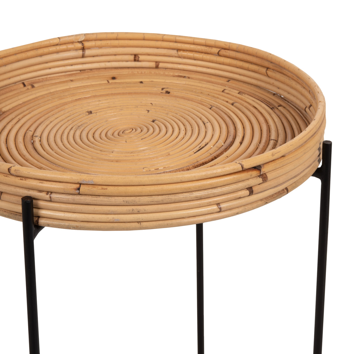 ΤΡΑΠΕΖΑΚΙ ΒΟΗΘΗΤΙΚΟ FLY RATTAN ΦΥΣΙΚΟ ΧΡΩΜΑ ΜΕΤΑΛΛΙΚΗ ΒΑΣΗ ΜΑΥΡΗ Φ40x53