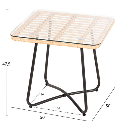 ΤΡΑΠΕΖΑΚΙ GERRY ΜΕ WICKER ΜΠΕΖ ΜΑΥΡΟ ΜΕΤΑΛ. ΣΚΕΛΕΤΟ 50x50x47,5