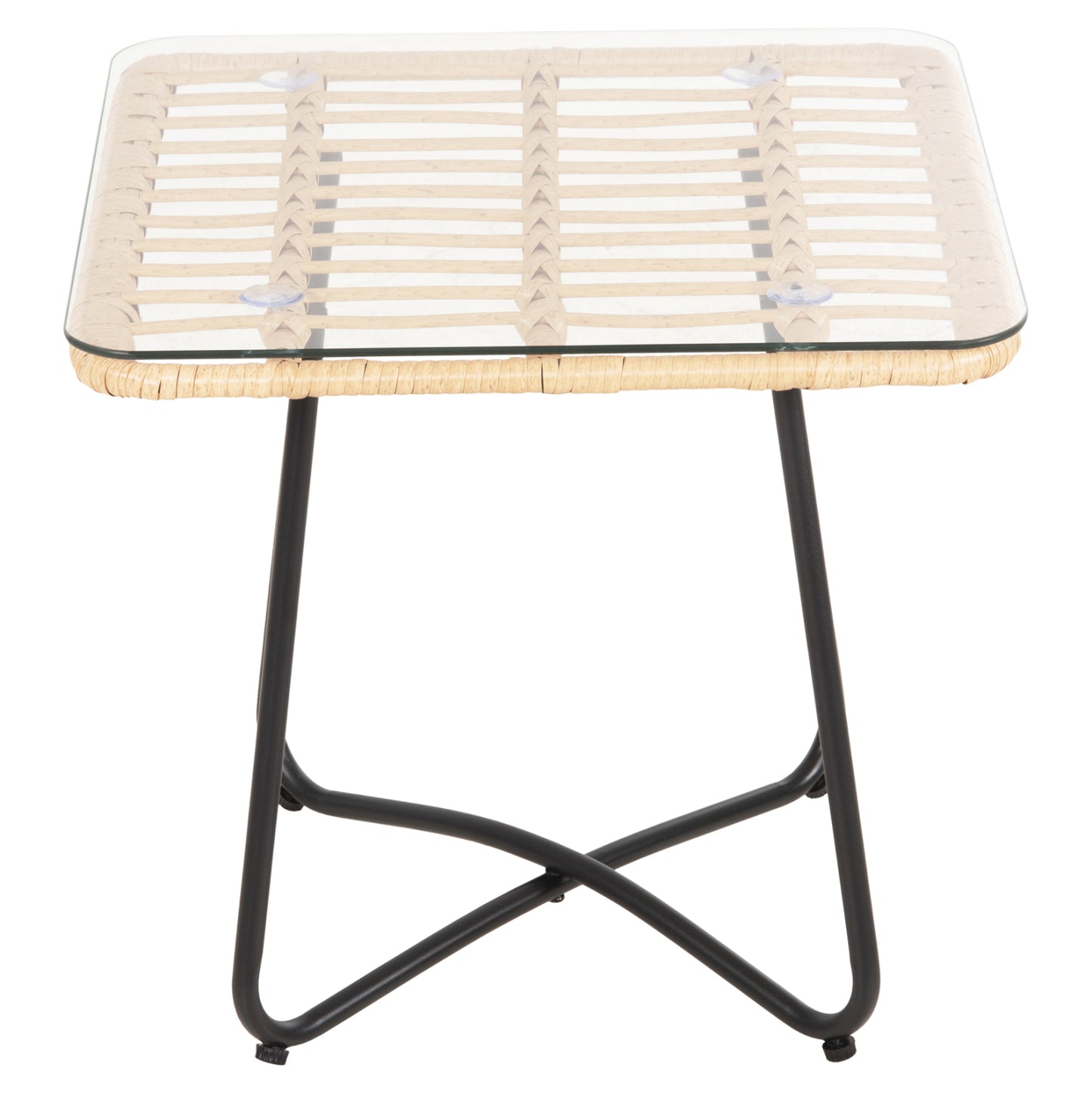 ΤΡΑΠΕΖΑΚΙ GERRY ΜΕ WICKER ΜΠΕΖ ΜΑΥΡΟ ΜΕΤΑΛ. ΣΚΕΛΕΤΟ 50x50x47,5