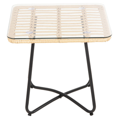 ΤΡΑΠΕΖΑΚΙ GERRY ΜΕ WICKER ΜΠΕΖ ΜΑΥΡΟ ΜΕΤΑΛ. ΣΚΕΛΕΤΟ 50x50x47,5